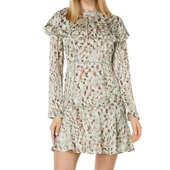 Ted Baker Orrsett Fit and Flare Mini ruffle cape Dress green US size 2 (size 0) - Picture 2 of 16